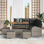 Conjunto de sofás de jardín 9 pcs Gris ratán sintético