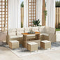 10-piece garden sofa set Synthetic rattan beige