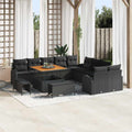 Conjunto de sofás de jardín 13 pcs Negro ratán sintético