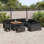 Conjunto de sofás de jardín 13 pcs Negro ratán sintético