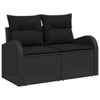 Conjunto de sofás de jardín 13 pcs Negro ratán sintético