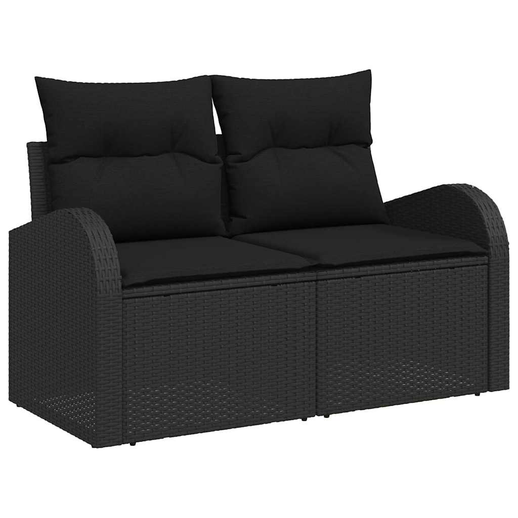 Conjunto de sofás de jardín 13 pcs Negro ratán sintético