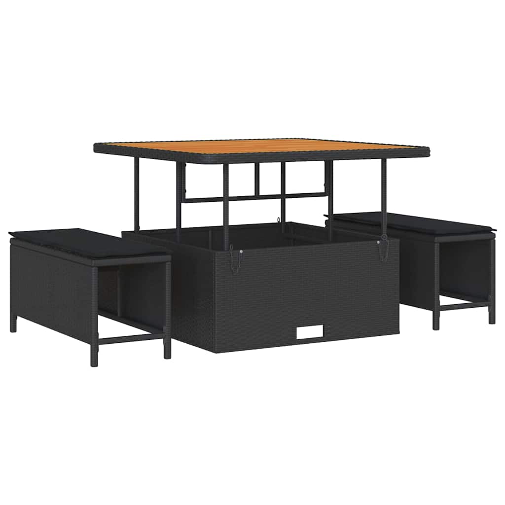 Conjunto de sofás de jardín 13 pcs Negro ratán sintético