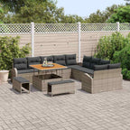 Conjunto de sofás de jardín 13 pcs Gris ratán sintético