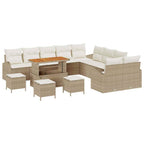 Conjunto de sofás de jardín 14 pcs Beige ratán sintético