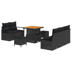 Conjunto de sofás de jardín 8 pcs Negro ratán sintético