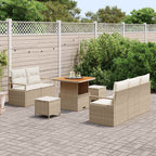 Conjunto de sofás de jardín 8 pcs Beige ratán sintético