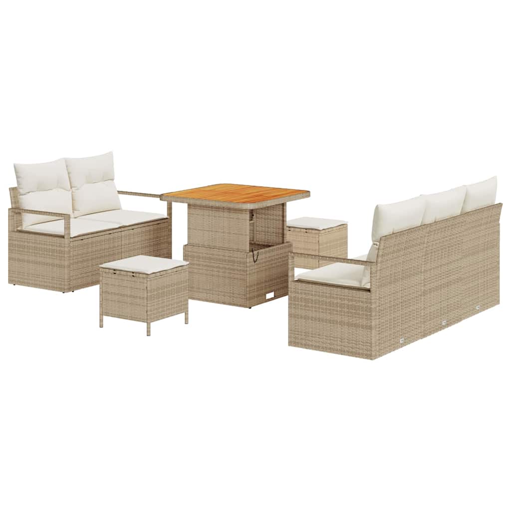 Conjunto de sofás de jardín 8 pcs Beige ratán sintético