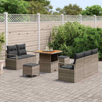 Conjunto de sofás de jardín 8 pcs Gris ratán sintético