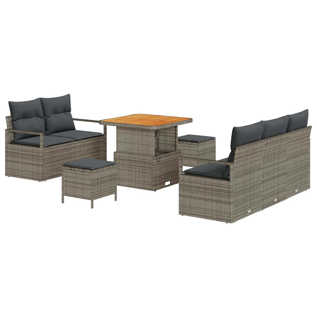 Conjunto de sofás de jardín 8 pcs Gris ratán sintético