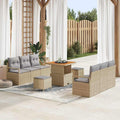 Conjunto de sofás de jardín 9 pcs Beige ratán sintético