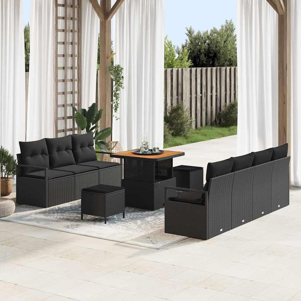 Conjunto de sofás de jardín 10 pcs Beige ratán sintético