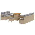 Conjunto de sofás de jardín 10 pcs Beige ratán sintético