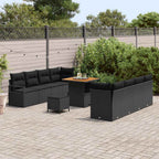 Conjunto de sofás de jardín 11 pcs Negro ratán sintético