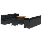 Conjunto de sofás de jardín 11 pcs Negro ratán sintético