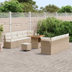 Conjunto de sofás de jardín 11 pcs Beige ratán sintético