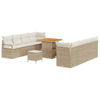 Conjunto de sofás de jardín 11 pcs Beige ratán sintético