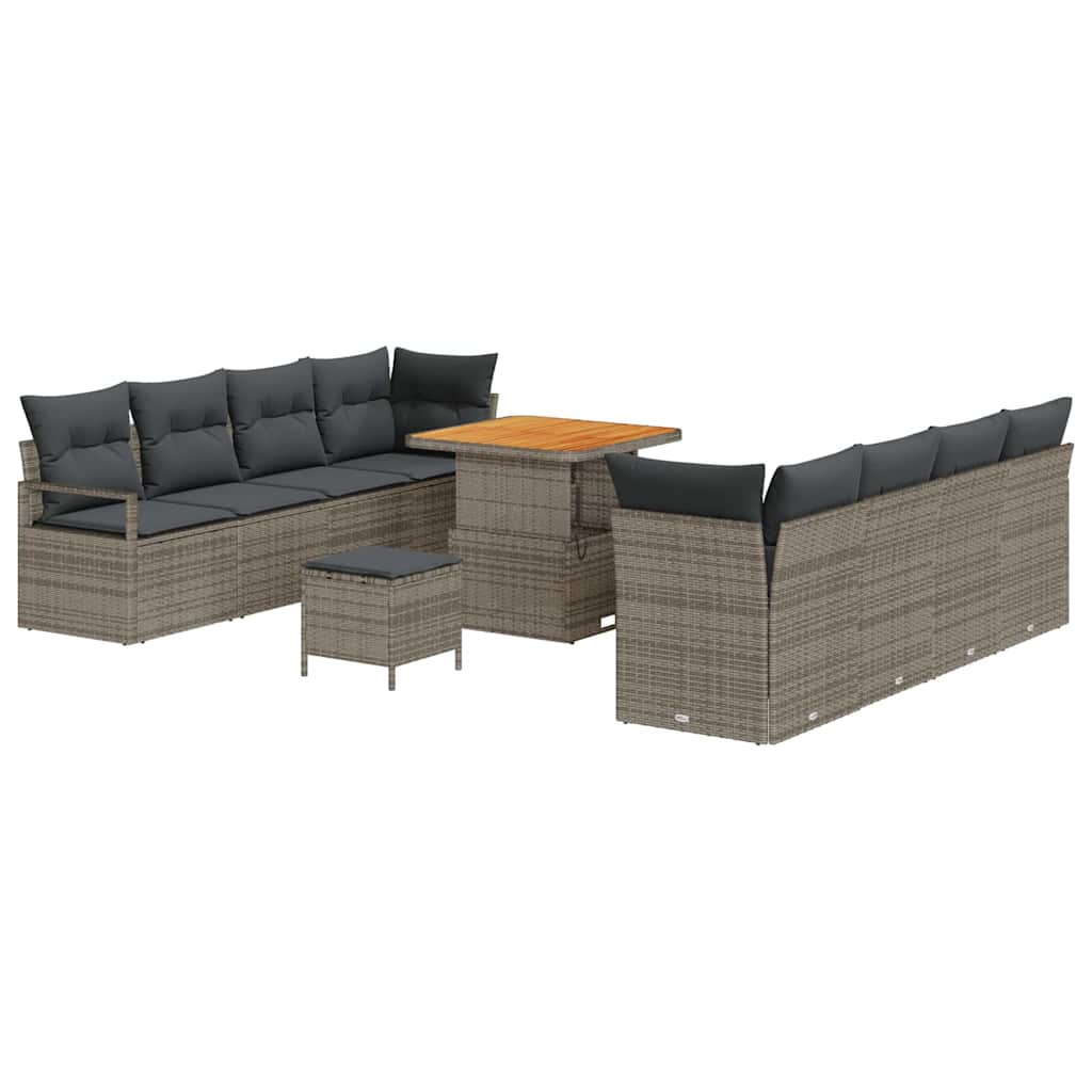 Conjunto de sofás de jardín 11 pcs Gris ratán sintético