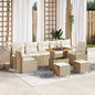 Conjunto de Sofás de Jardim 10 peças Bege vime sintético