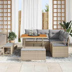 Conjunto de sofás de jardín 8 pcs Beige ratán sintético