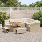 Conjunto de sofás de jardín 12 pcs Beige ratán sintético
