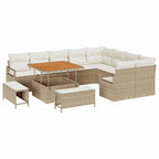 Conjunto de sofás de jardín 12 pcs Beige ratán sintético