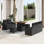 Conjunto de sofás de jardín 8 pcs Negro ratán sintético
