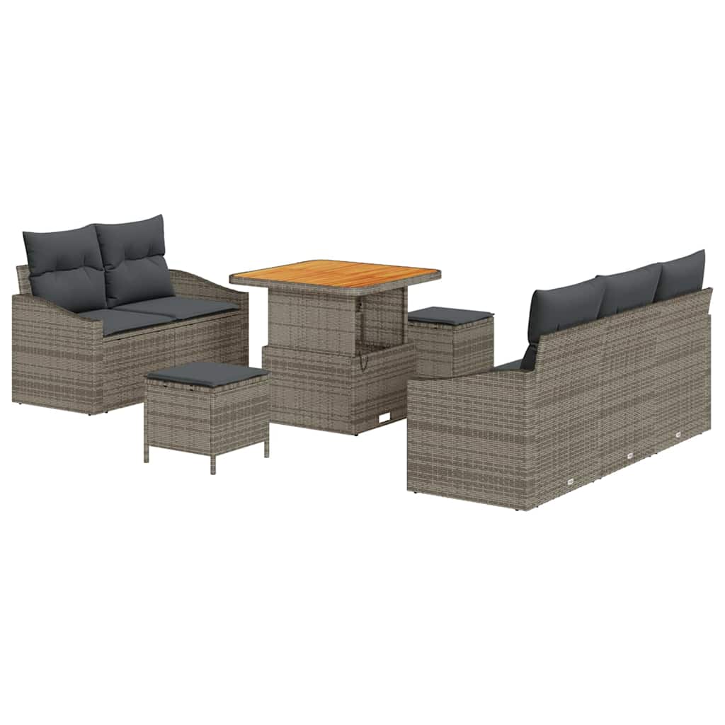 Conjunto de sofás de jardín 8 pcs Gris ratán sintético