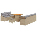 Conjunto de sofás de jardín 10 pcs Beige ratán sintético