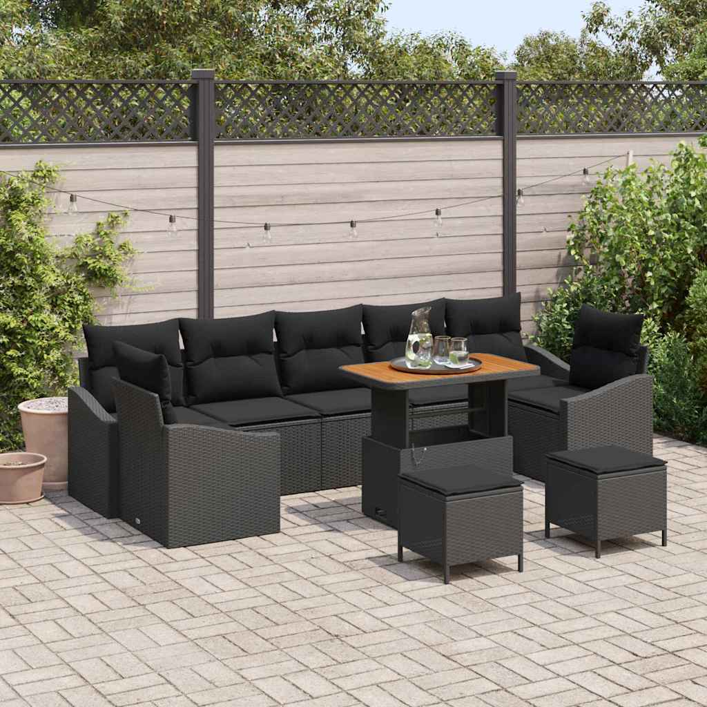 Conjunto de Sofás de Jardim 10 peças Bege vime sintético