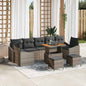 Conjunto de Sofás de Jardim 10 peças Bege vime sintético