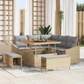 Conjunto de sofás de jardín 8 pcs Beige ratán sintético