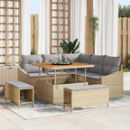 Conjunto de sofás de jardín 8 pcs Beige ratán sintético