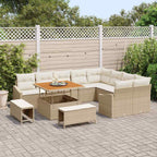 Conjunto de sofás de jardín 12 pcs Beige ratán sintético