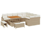 Conjunto de sofás de jardín 12 pcs Beige ratán sintético