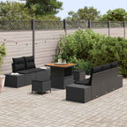 Conjunto de sofás de jardín 8 pcs Negro ratán sintético