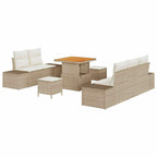 Conjunto de sofás de jardín 8 pcs Beige ratán sintético