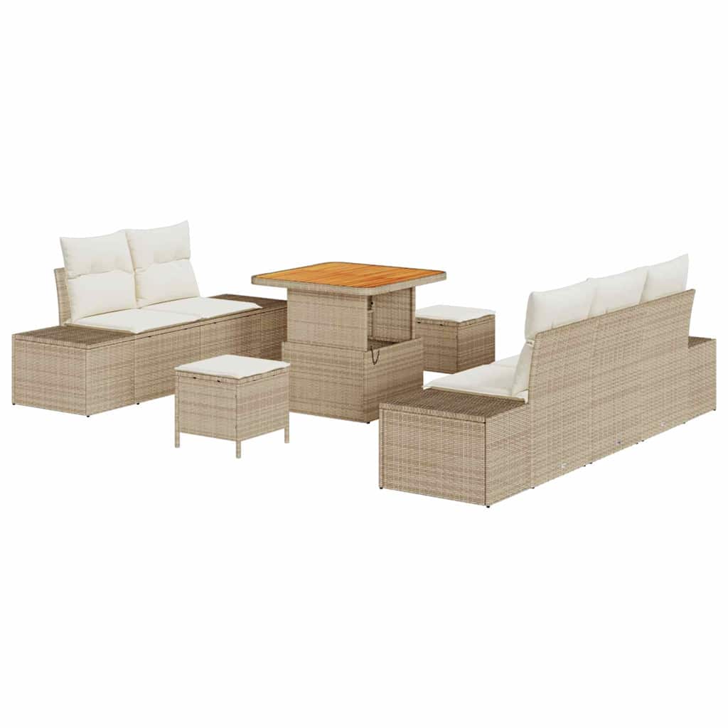 Conjunto de sofás de jardín 8 pcs Beige ratán sintético