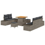 Conjunto de sofás de jardín 8 pcs Gris ratán sintético