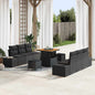 9-Piece Beige Synthetic Rattan Garden Sofa Set