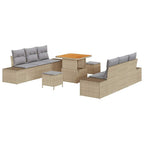 Conjunto de sofás de jardín 9 pcs Beige ratán sintético