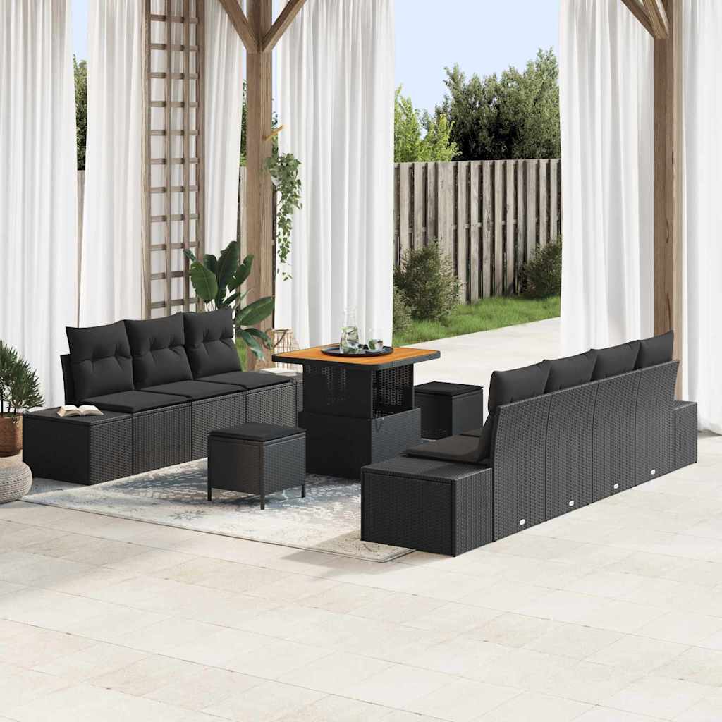 Conjunto de sofás de jardín 10 pcs Beige ratán sintético