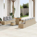 Conjunto de sofás de jardín 10 pcs Beige ratán sintético