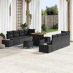 Conjunto de sofás de jardín 11 pcs Negro ratán sintético