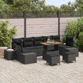Conjunto de sofás de jardín 10 pcs Negro ratán sintético