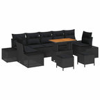 Conjunto de sofás de jardín 10 pcs Negro ratán sintético