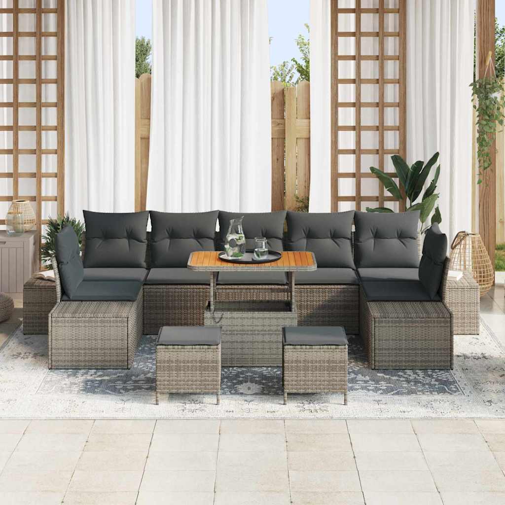 Conjunto de sofás de jardín 10 pcs Gris ratán sintético