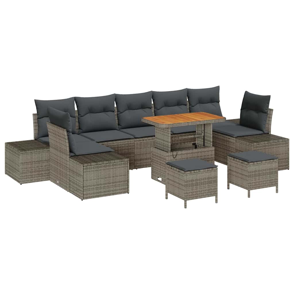 Conjunto de sofás de jardín 10 pcs Gris ratán sintético