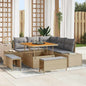 Conjunto de sofás de jardim 8 pçs Bege rotim sintético