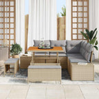 Conjunto de sofás de jardín 8 pcs Beige ratán sintético